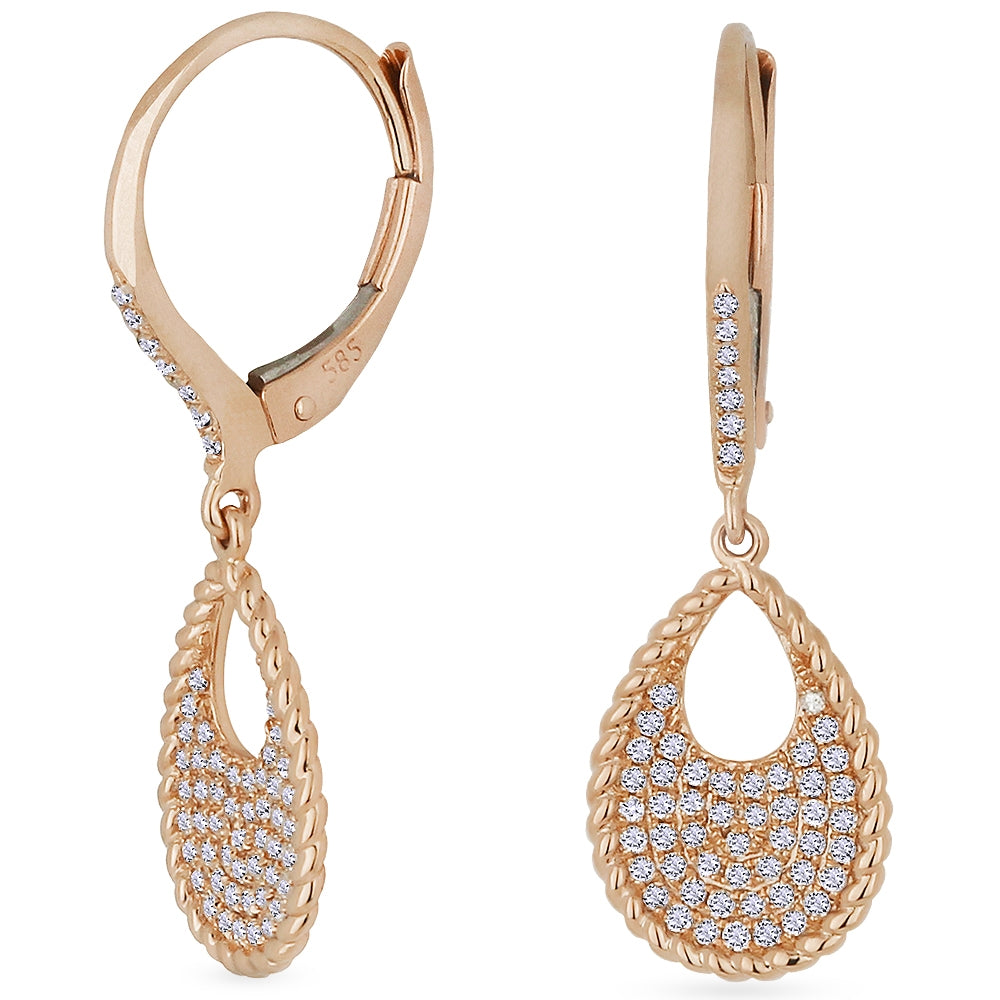 Madison L 14K Rose Gold Diamond Pear Drop Earrings - style E1037P