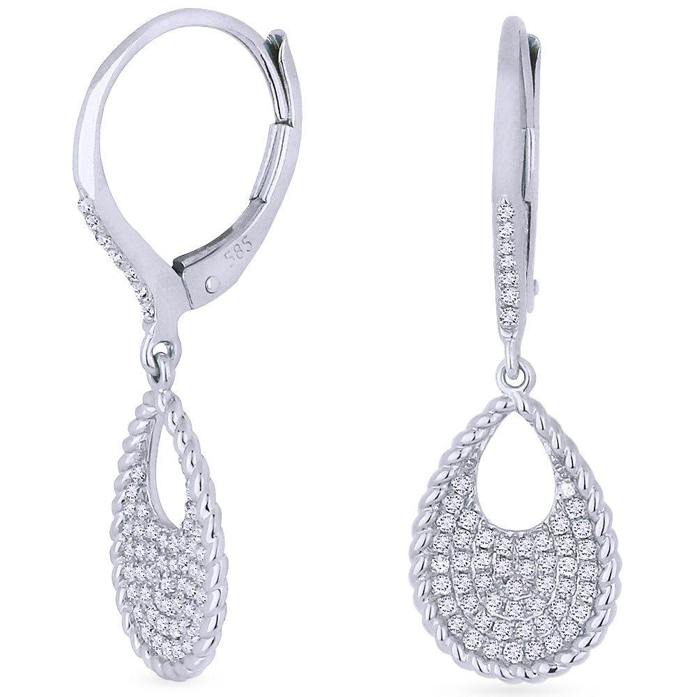 Madison L 14K White Gold Diamond Pear Drop Earrings - style E1037W