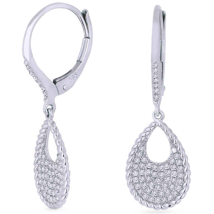 Madison L 14K White Gold Diamond Pear Drop Earrings - style E1037W