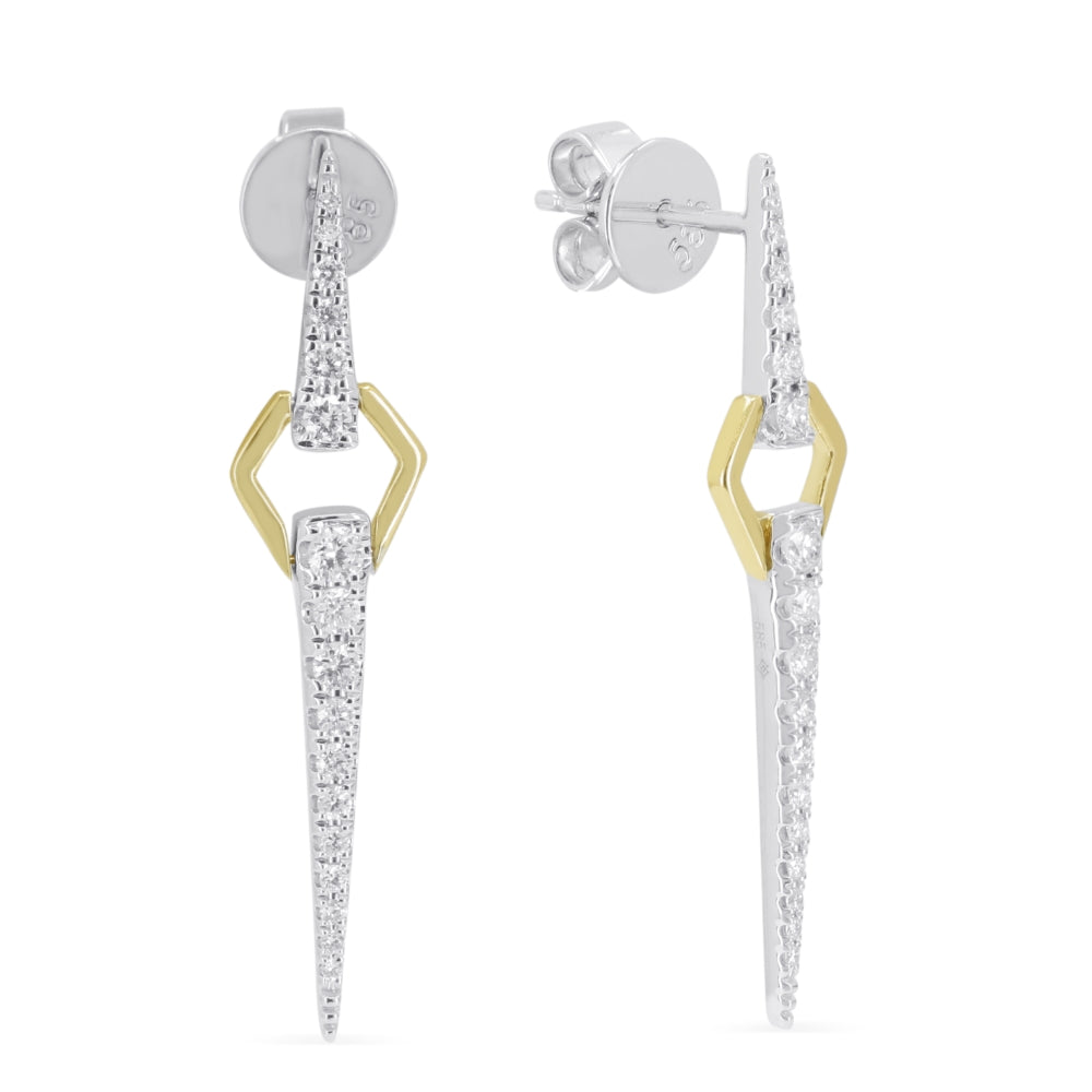 Madison L 14K Two Tone Gold Diamond Drop Earrings - style E1044WY
