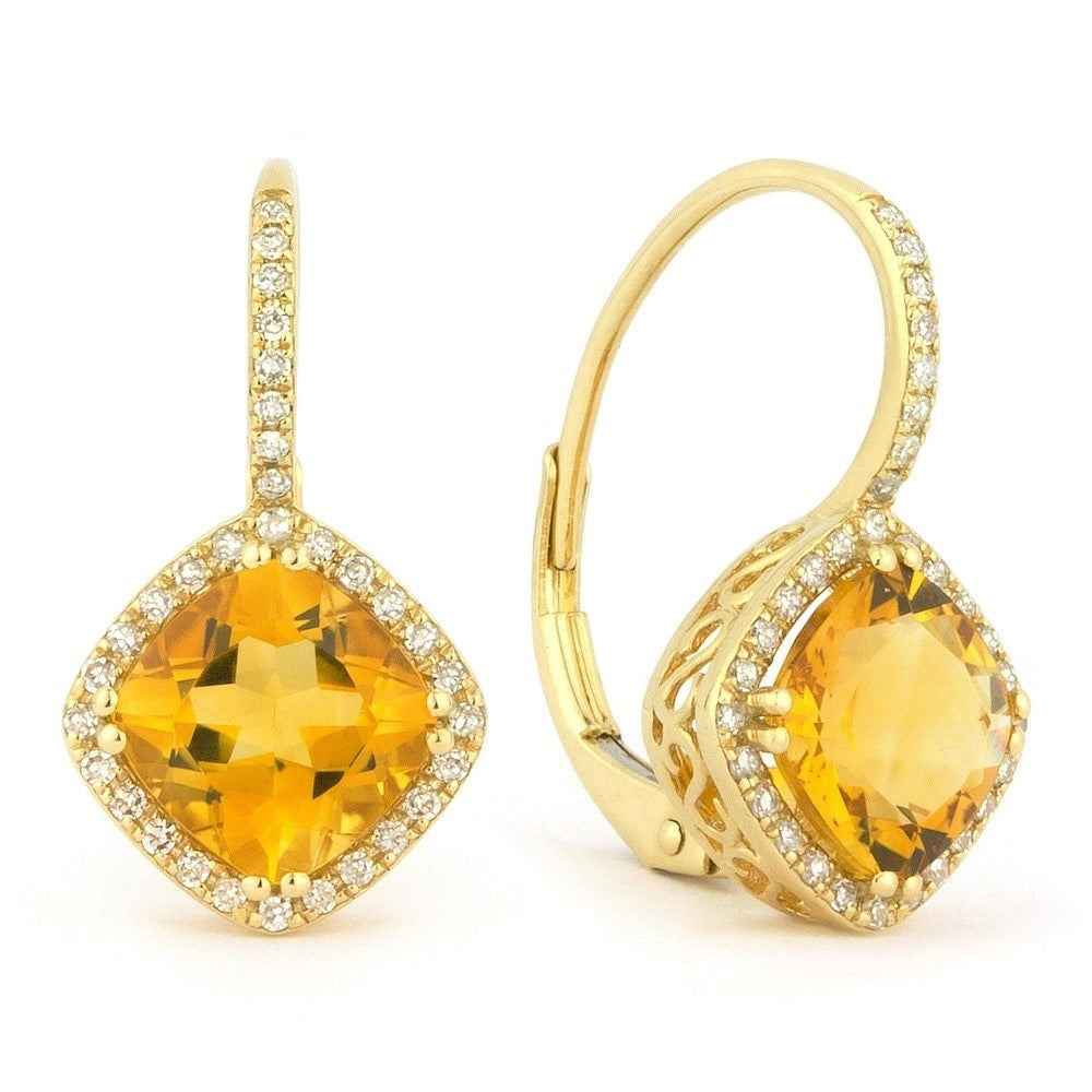 Madison L 14K Yellow Gold Citrine Cushion Drop Earrings - style E1051CTY
