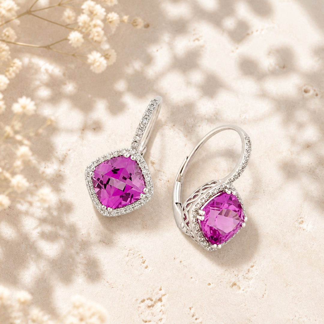 E1051 - 14K Gold Cushion Drop Earrings