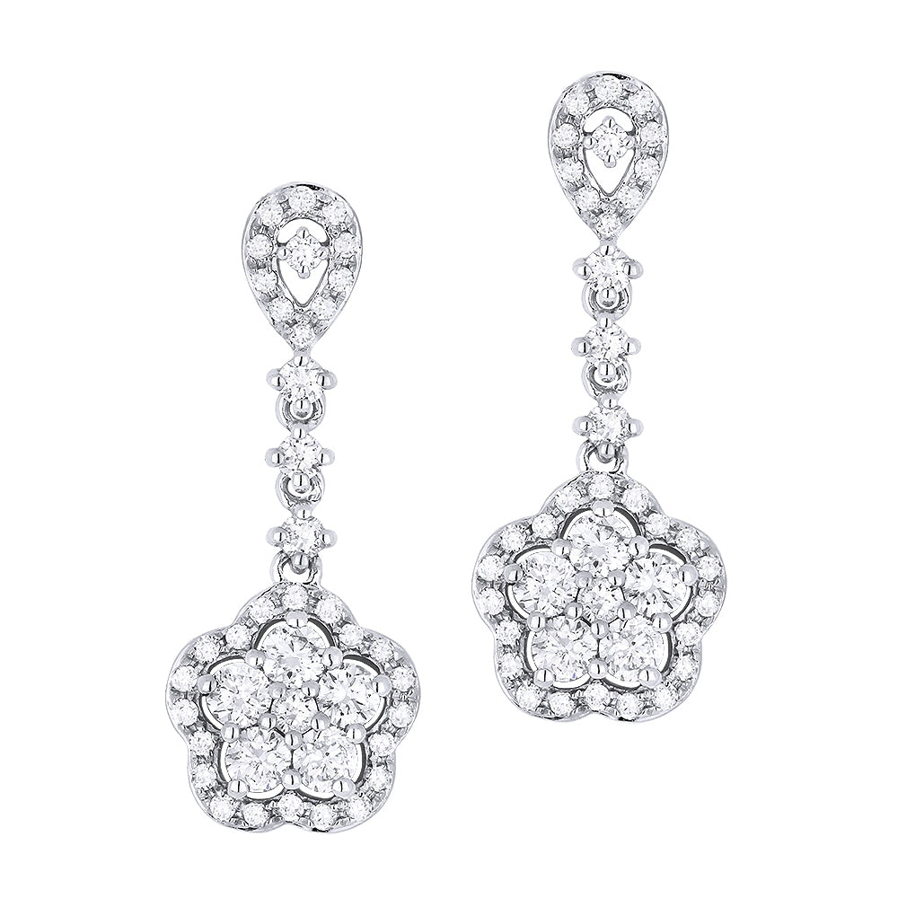 Madison L 14K White Gold Diamond Cluster Drop Earrings - style E1056W