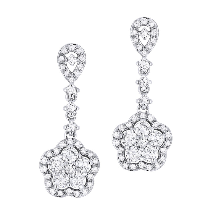 Madison L 14K White Gold Diamond Cluster Drop Earrings - style E1056W
