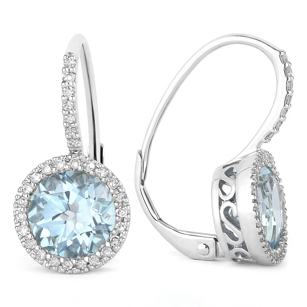 Madison L 14K White Gold Blue Topaz Round Drop Earrings - style E1059BTW