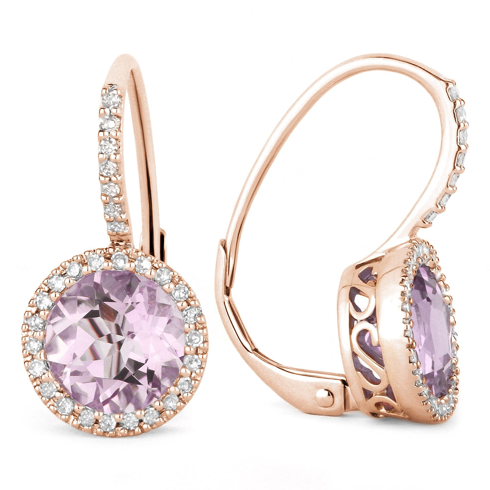Madison L 14K Rose Gold Pink Amethyst Round Drop Earrings - style E1059PAMP