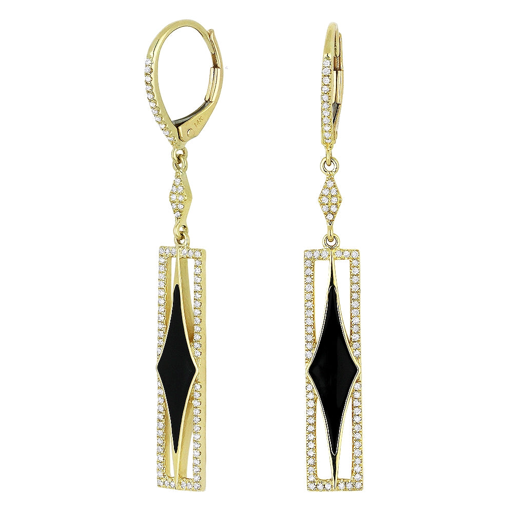 Madison L 14K Yellow Gold Enamel Rectangle Drop Earrings - style E1061ENY