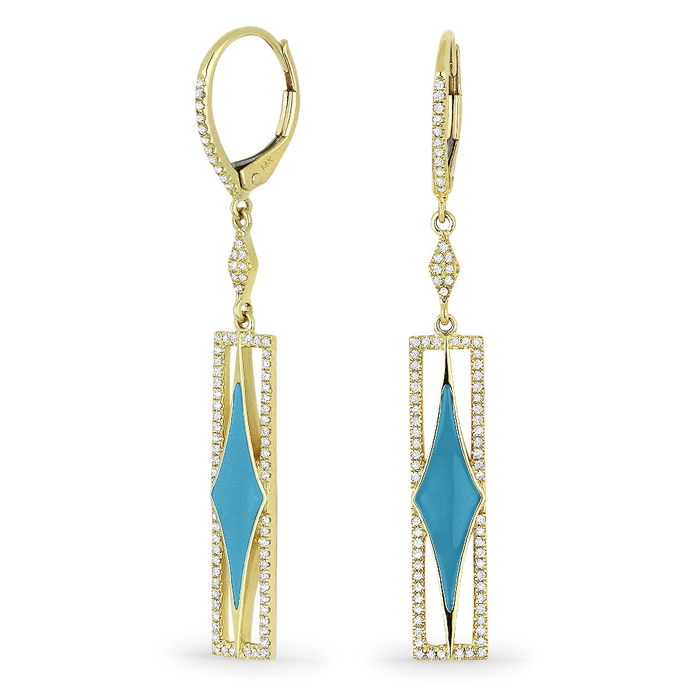 Madison L 14K Yellow Gold Turquoise Rectangle Drop Earrings - style E1061TQY