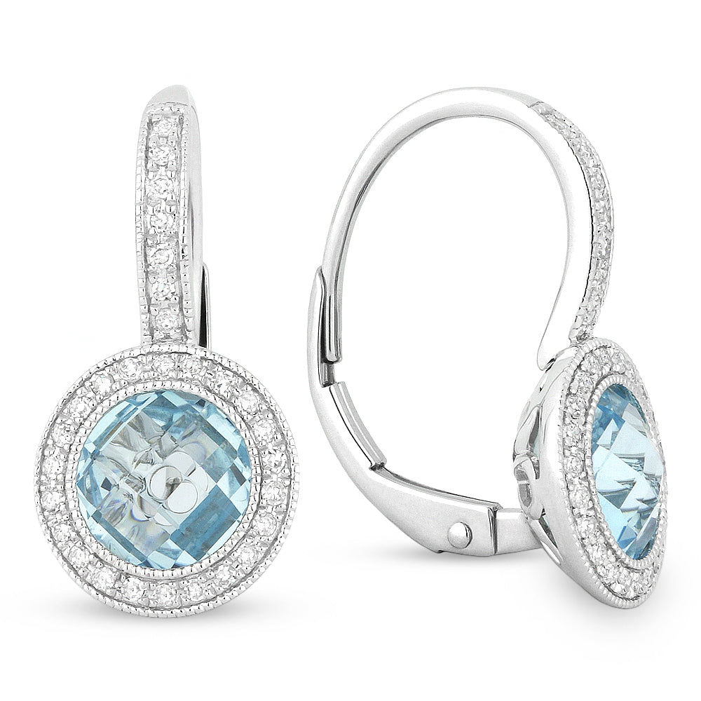 Madison L 14K White Gold Blue Topaz Round Drop Earrings - style E1065BTW