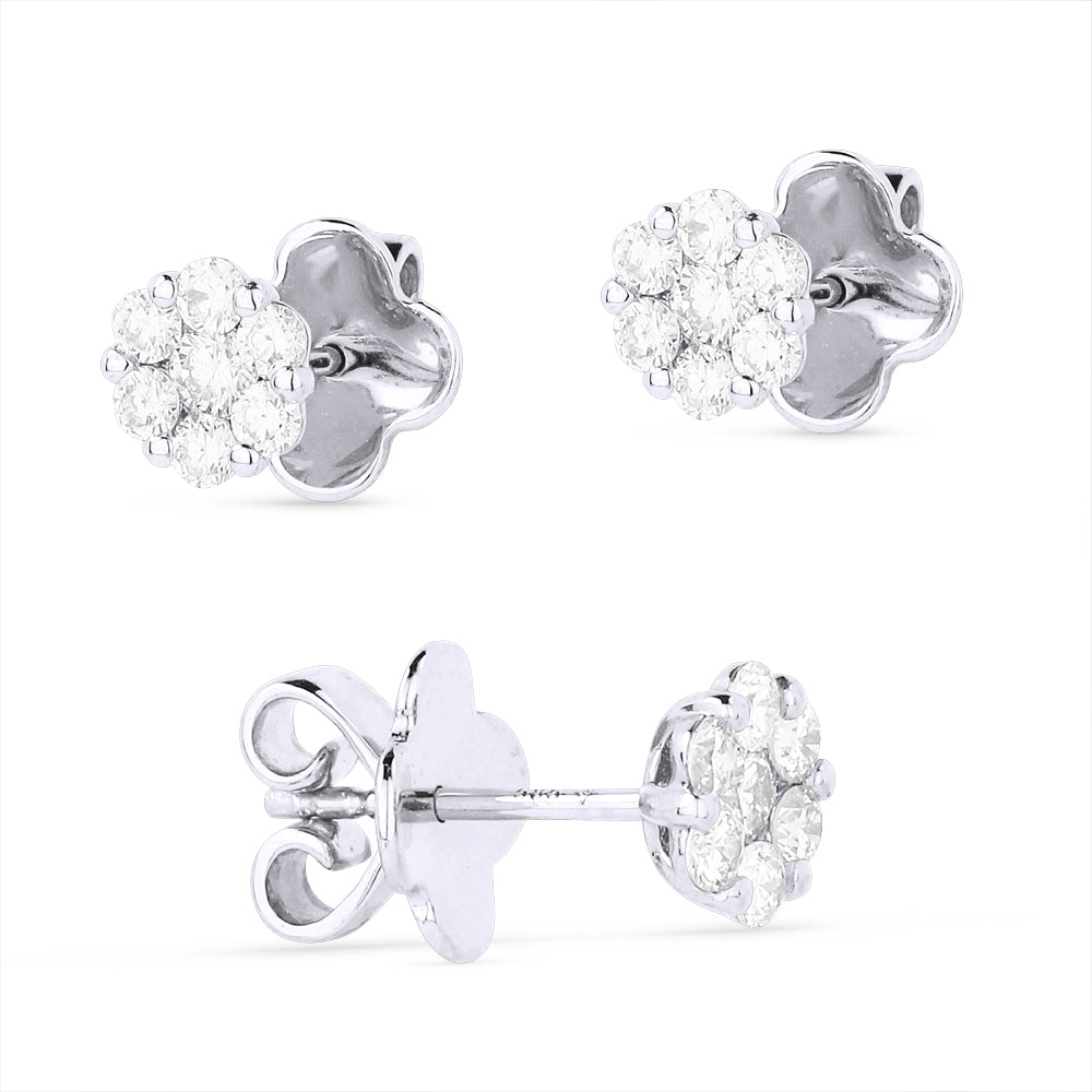 Madison L 14K White Gold Diamond Cluster Stud Earrings - style E1075W