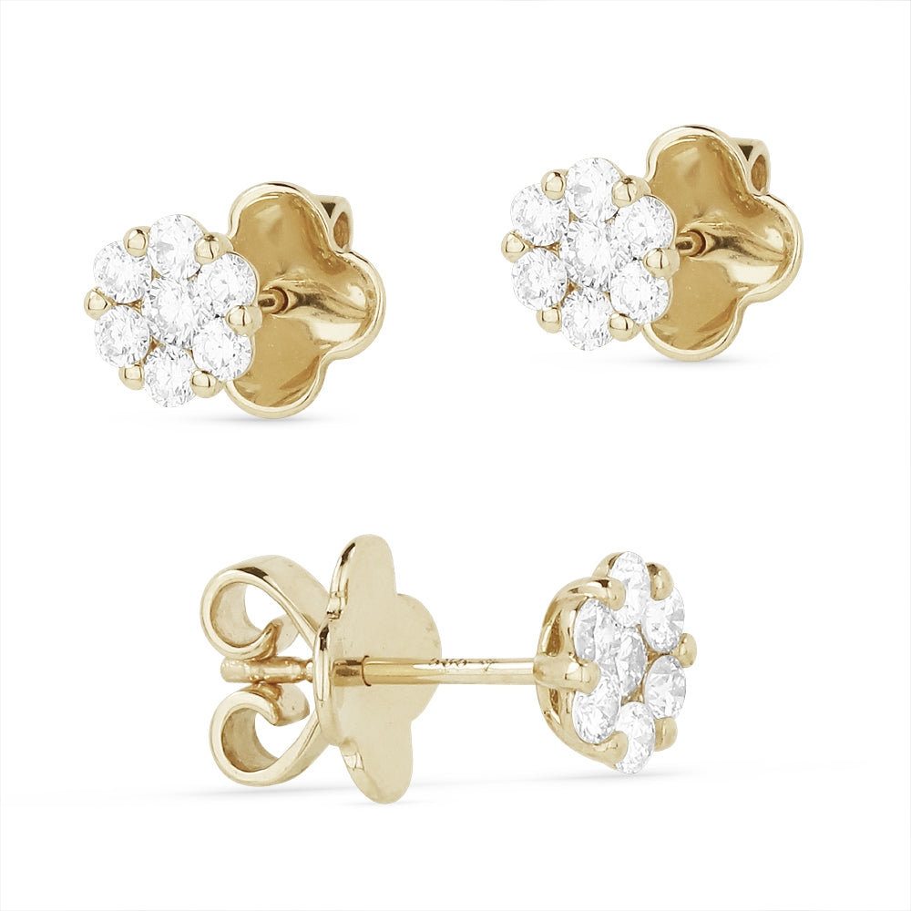 Madison L 14K Yellow Gold Diamond Cluster Stud Earrings - style E1075Y