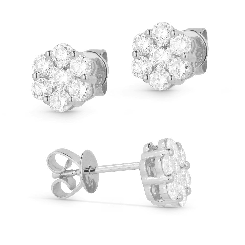 Madison L 14K White Gold Diamond Cluster Stud Earrings - style E1076W