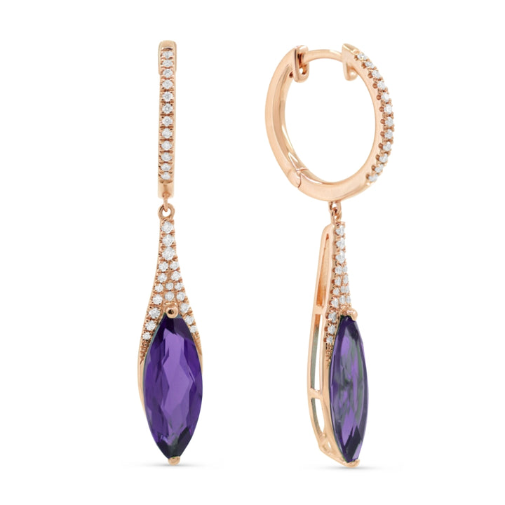 Madison L 14K Rose Gold Amethyst Marquise Drop Earrings - style E1084AMP