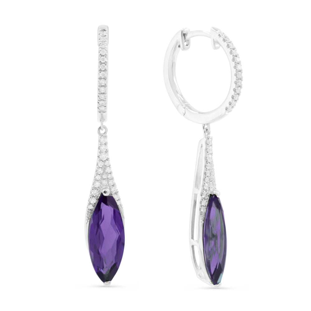 Madison L 14K White Gold Amethyst Marquise Drop Earrings - style E1084AMW