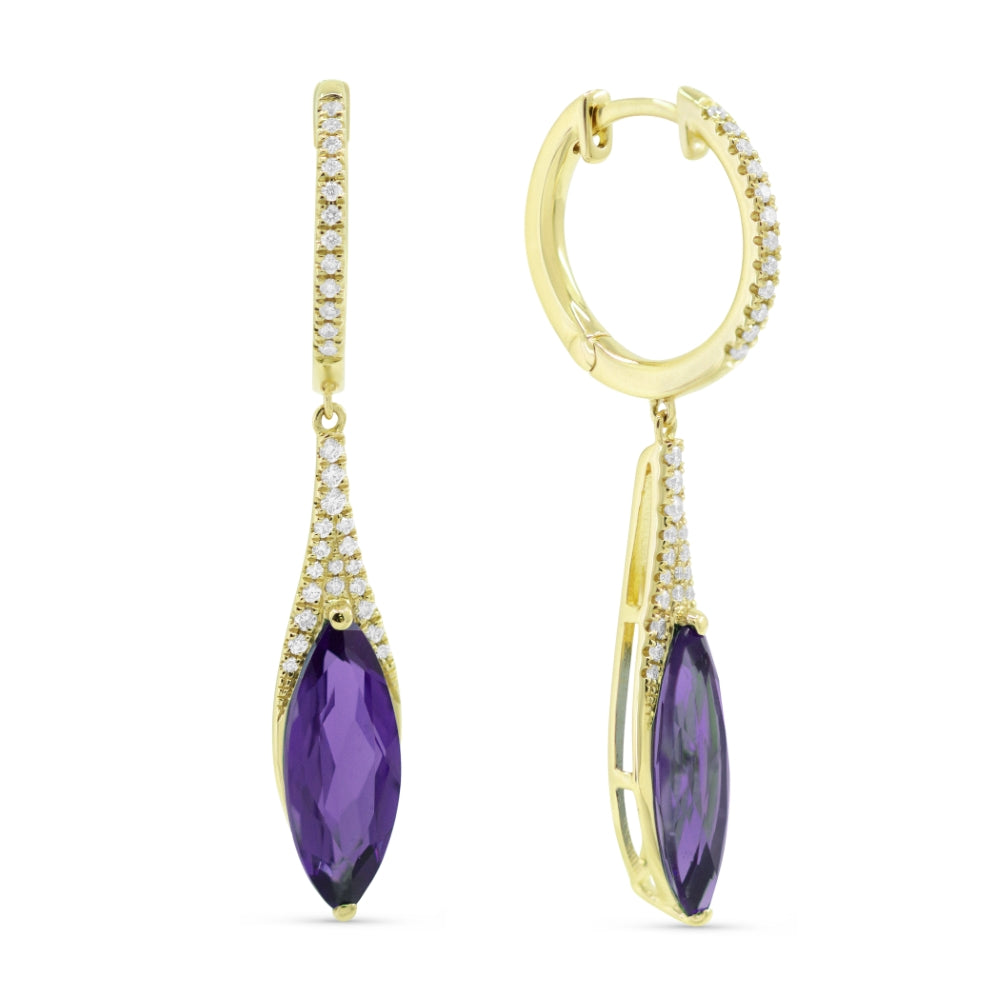 Madison L 14K Yellow Gold Amethyst Marquise Drop Earrings - style E1084AMY