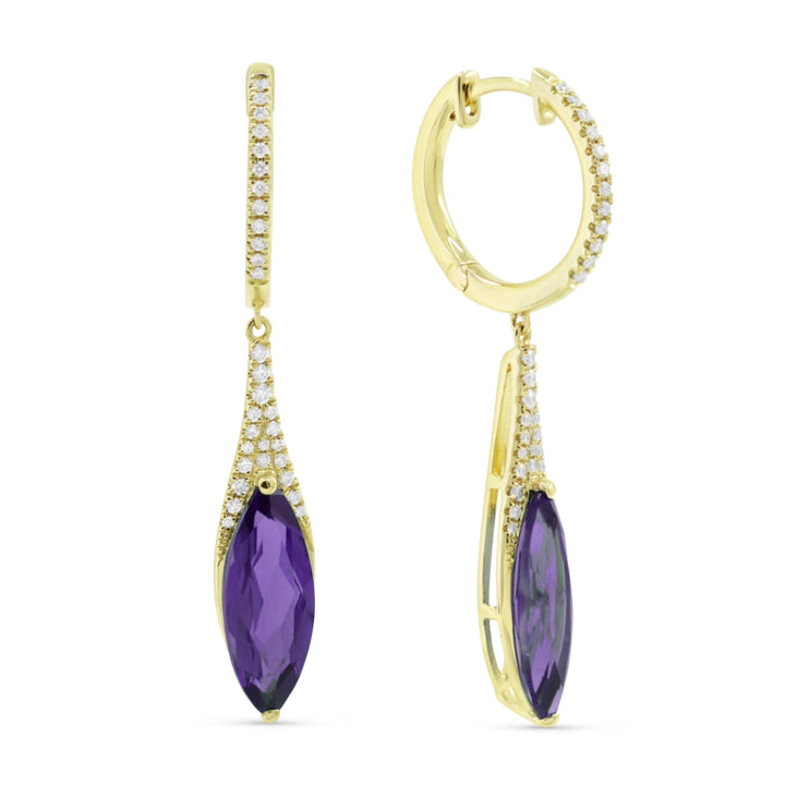 Madison L 14K Yellow Gold Amethyst Marquise Drop Earrings - style E1084AMY