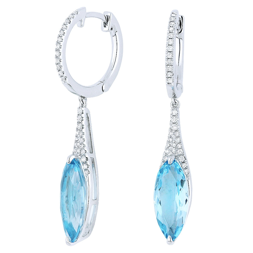 Madison L 14K White Gold Blue Topaz Marquise Drop Earrings - style E1084BTW