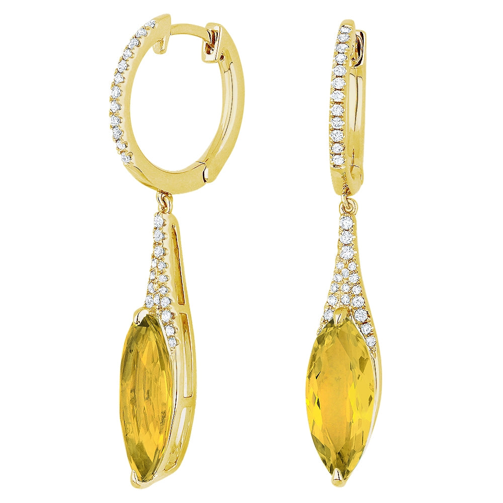 Madison L 14K Yellow Gold Citrine Marquise Drop Earrings - style E1084CTY