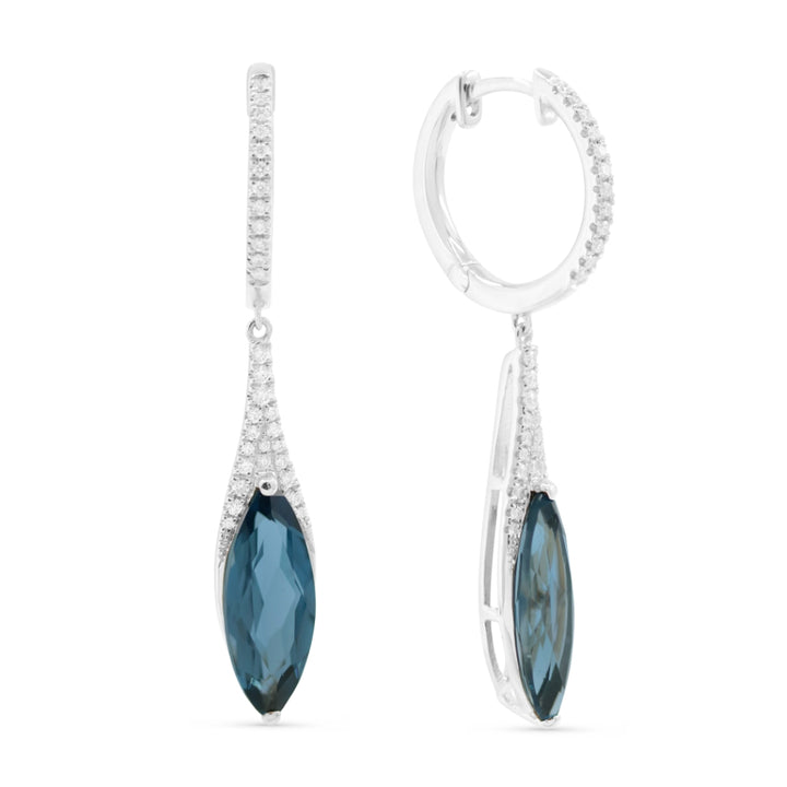 Madison L 14K White Gold London Blue Topaz Marquise Drop Earrings - style E1084LBTW
