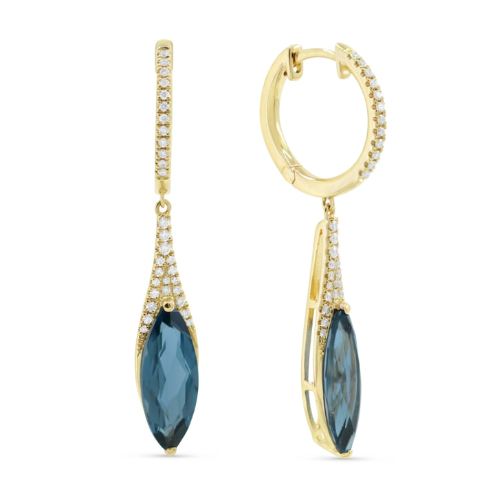 Madison L 14K Yellow Gold London Blue Topaz Marquise Drop Earrings - style E1084LBTY