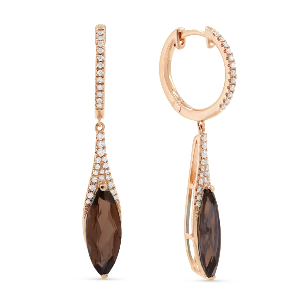 Madison L 14K Rose Gold Smokey Topaz Marquise Drop Earrings - style E1084SMP