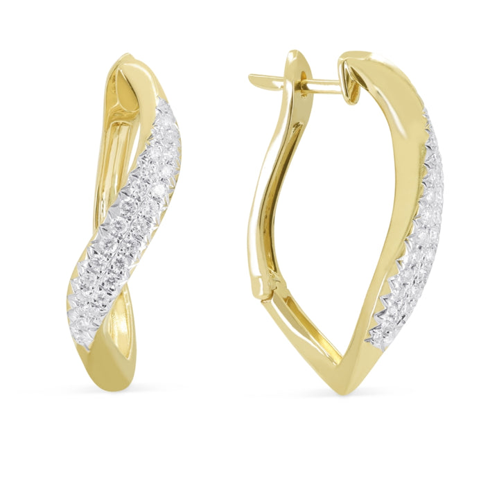Madison L 14K Yellow Gold Diamond Hoop Earrings - style E1101Y