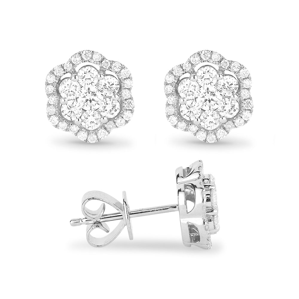 Madison L 14K White Gold Diamond Cluster Stud Earrings - style E1110W