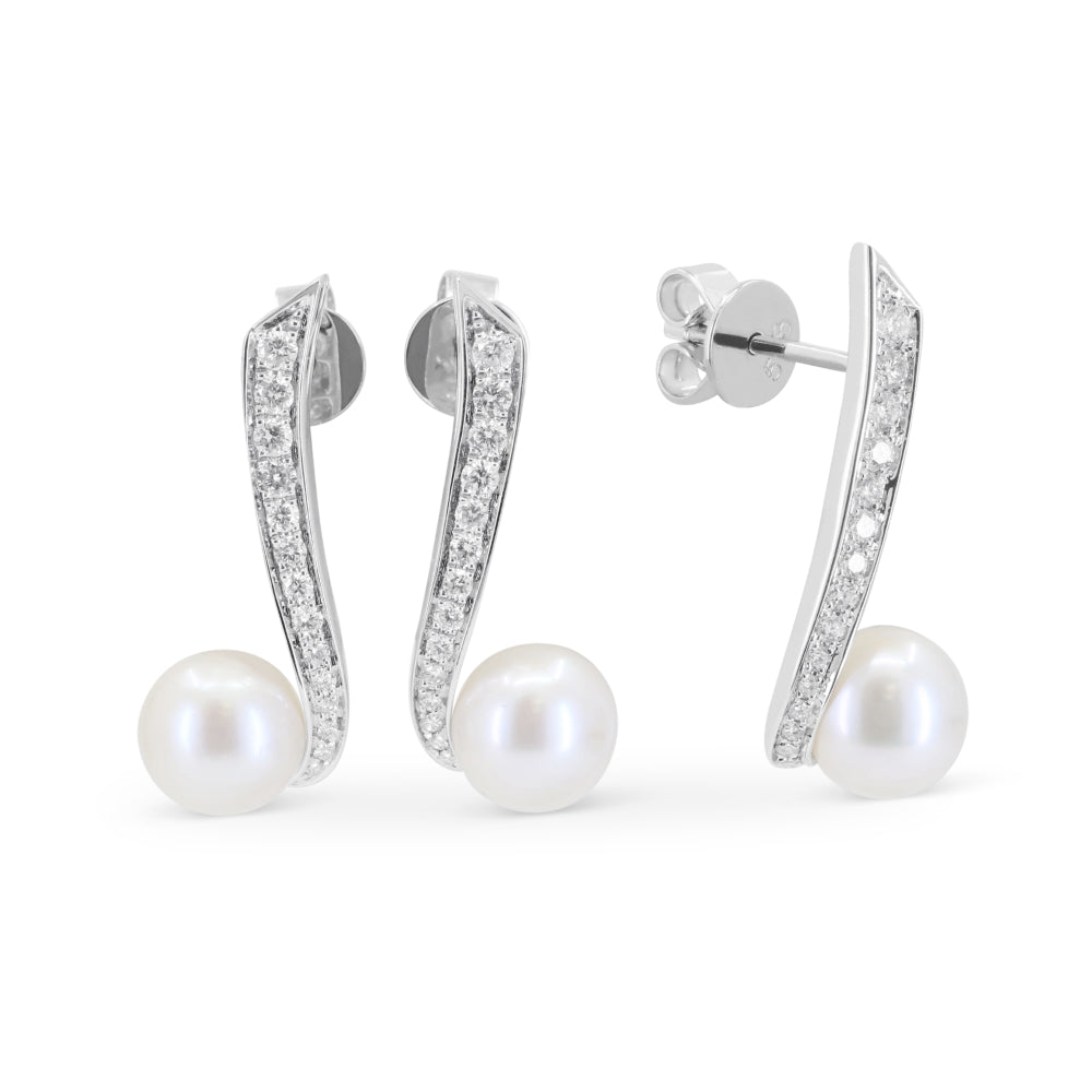 Madison L 14K White Gold Pearl Drop Earrings - style E1112PEW