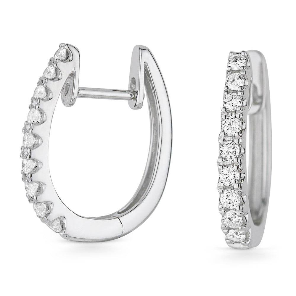 Madison L 14K White Gold Diamond Huggie Hoop Earrings - style E1113W