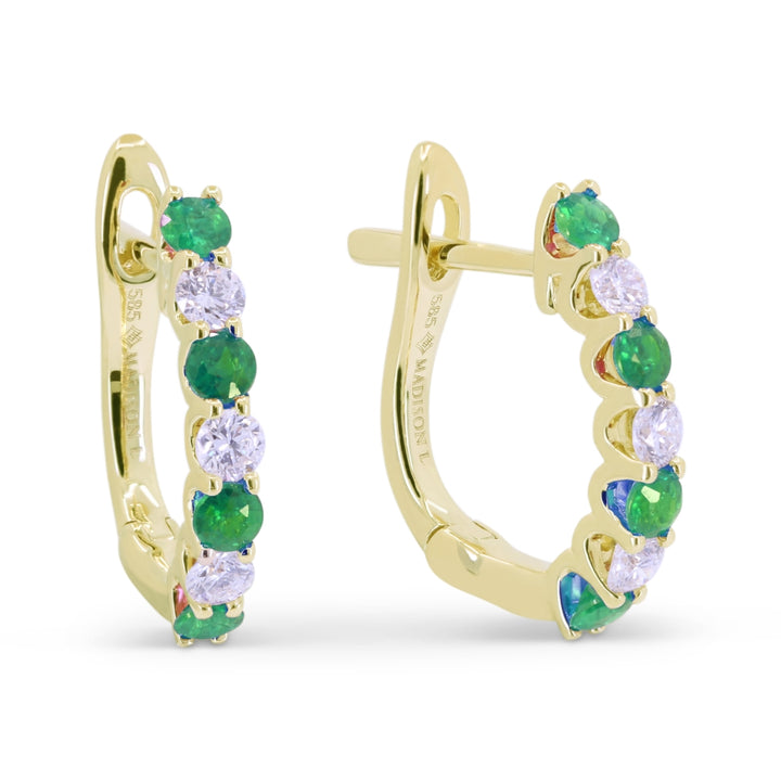 Madison L 14K Yellow Gold Emerald Huggie Hoop Earrings - style E1118EMY