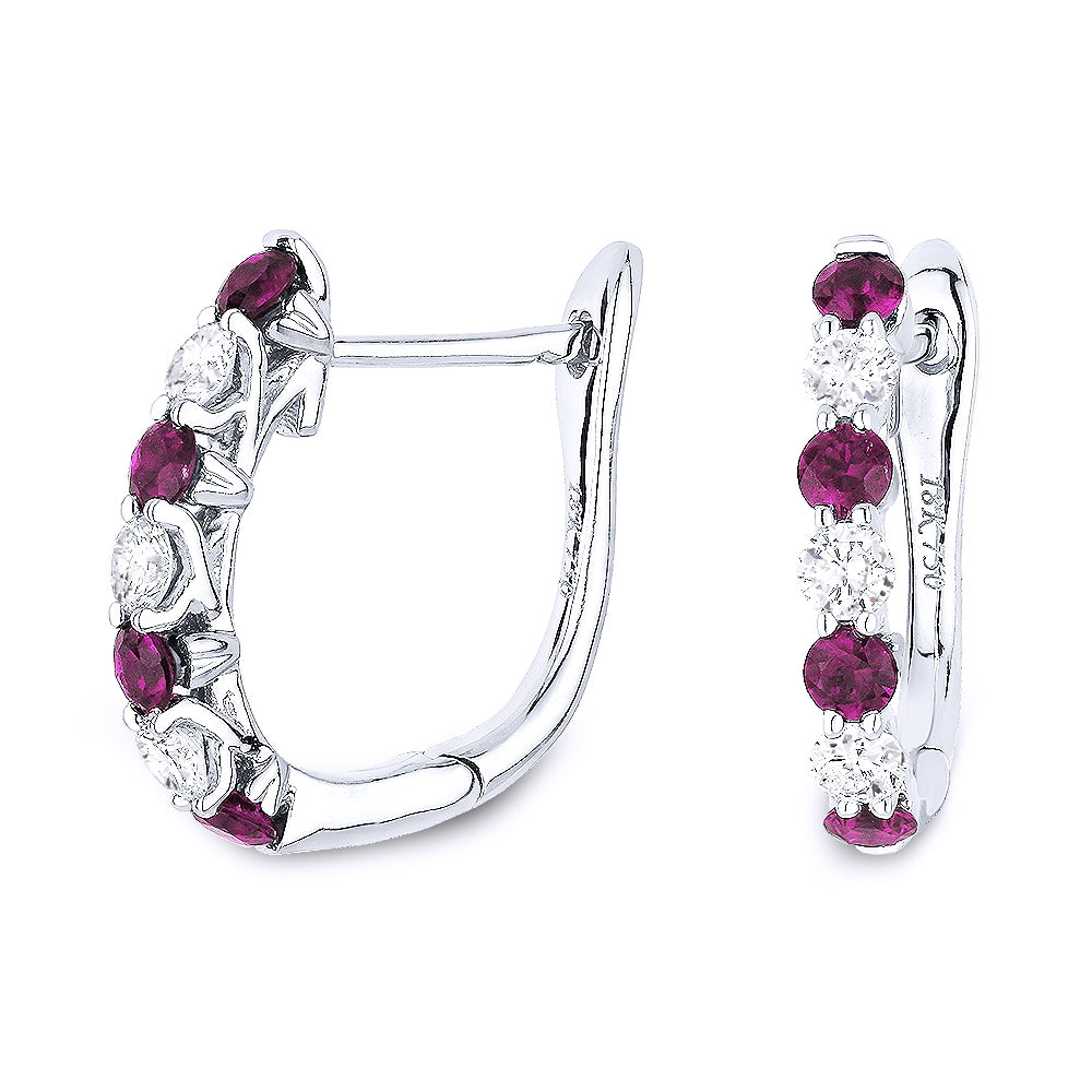 Madison L 14K White Gold Ruby Huggie Hoop Earrings - style E1118RUW