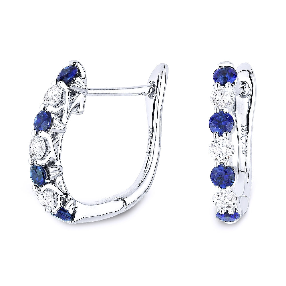 Madison L 14K White Gold Sapphire Huggie Hoop Earrings - style E1118SAW