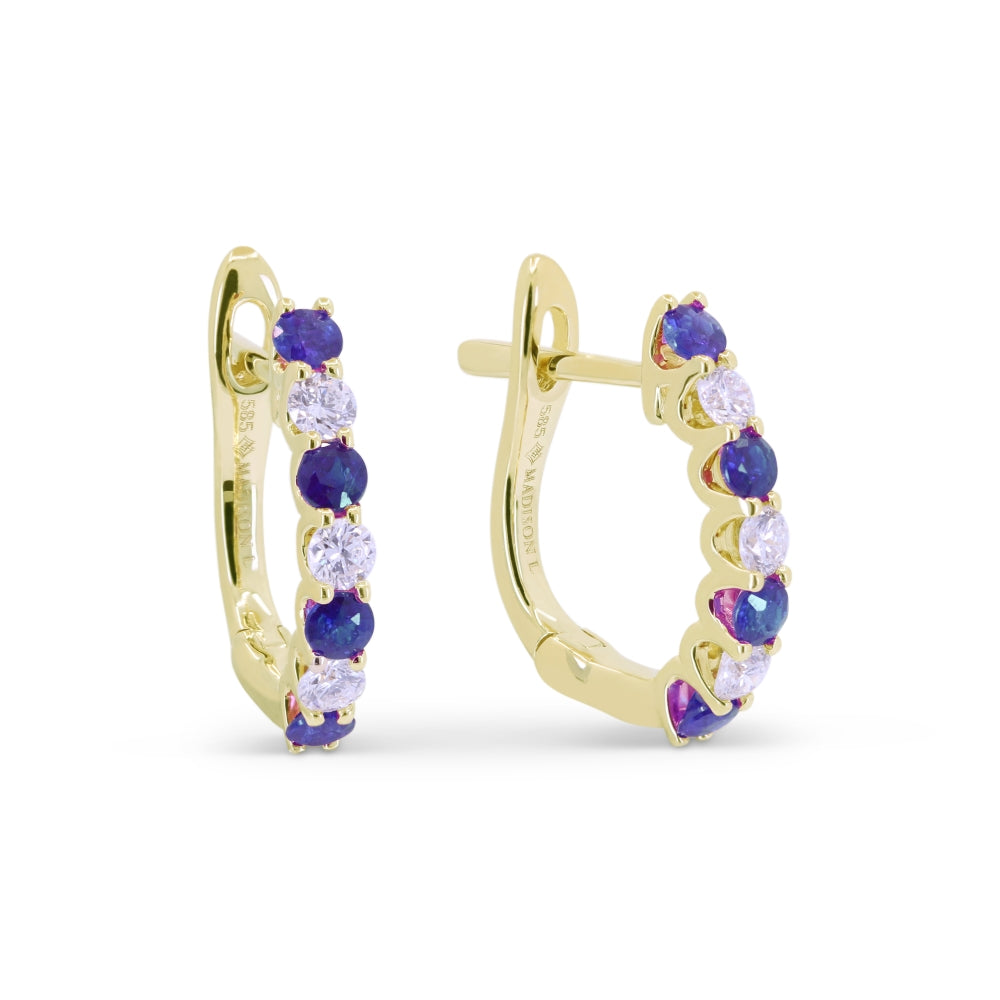 Madison L 14K Yellow Gold Sapphire Huggie Hoop Earrings - style E1118SAY