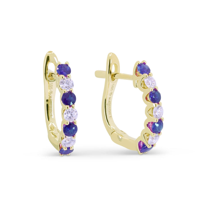 Madison L 14K Yellow Gold Sapphire Huggie Hoop Earrings - style E1118SAY
