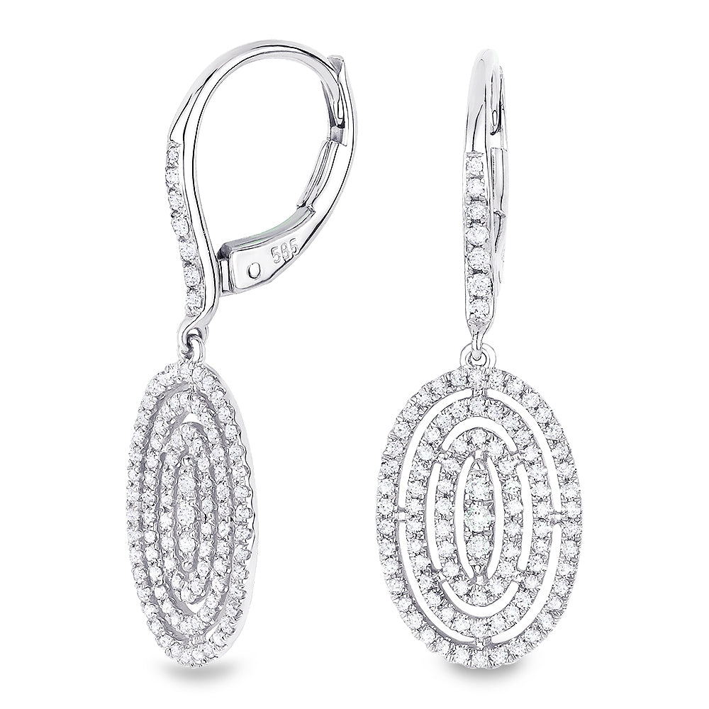 Madison L 14K White Gold Diamond Oval Drop Earrings - style E1127W