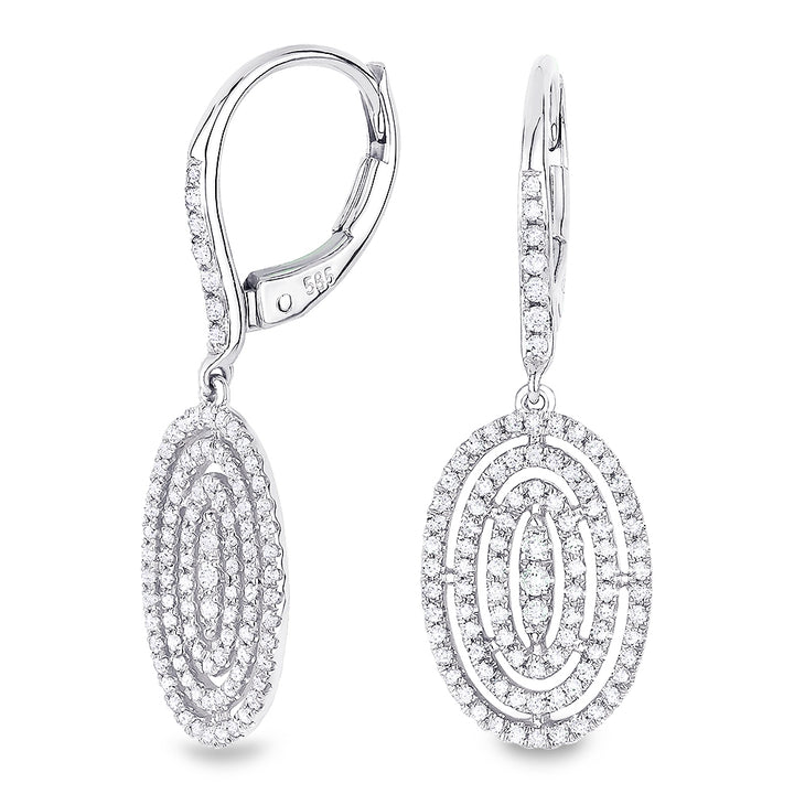 Madison L 14K White Gold Diamond Oval Drop Earrings - style E1127W