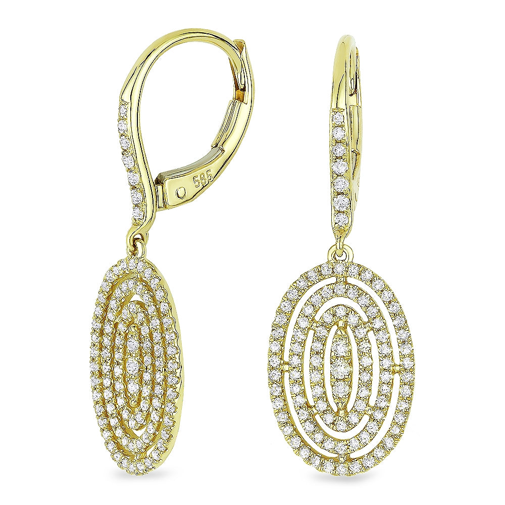 Madison L 14K Yellow Gold Diamond Oval Drop Earrings - style E1127Y