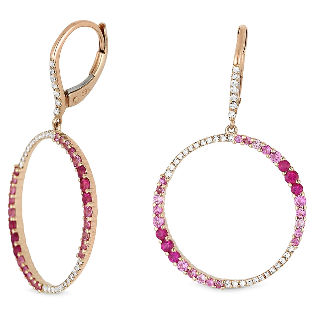 Madison L 14K Rose Gold Pink Sapphire Round Drop Earrings - style E1156PSP