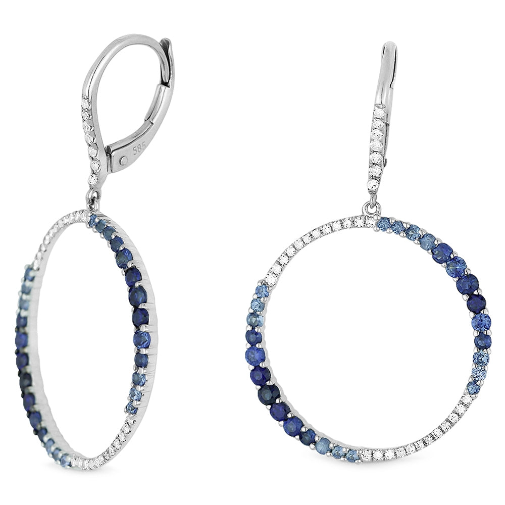 Madison L 14K White Gold Sapphire Round Drop Earrings - style E1156SAW