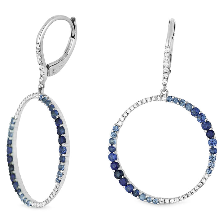 Madison L 14K White Gold Sapphire Round Drop Earrings - style E1156SAW
