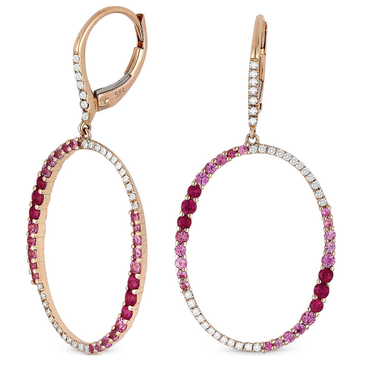 Madison L 14K Rose Gold Pink Sapphire Oval Drop Earrings - style E1158PSP