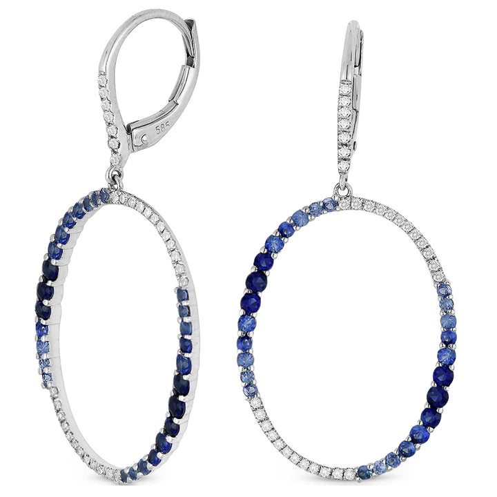 Madison L 14K White Gold Sapphire Oval Drop Earrings - style E1158SAW