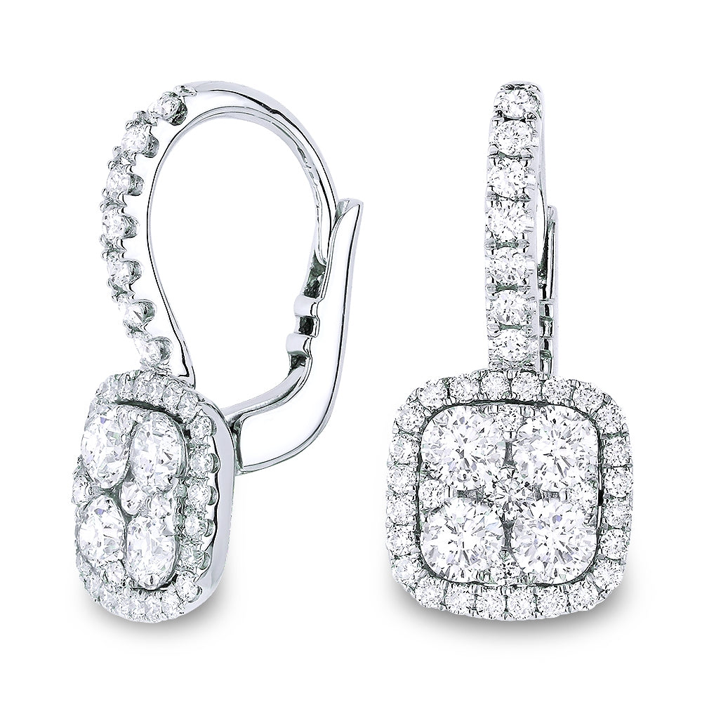Madison L 14K White Gold Diamond Cushion Drop Earrings - style E1161W
