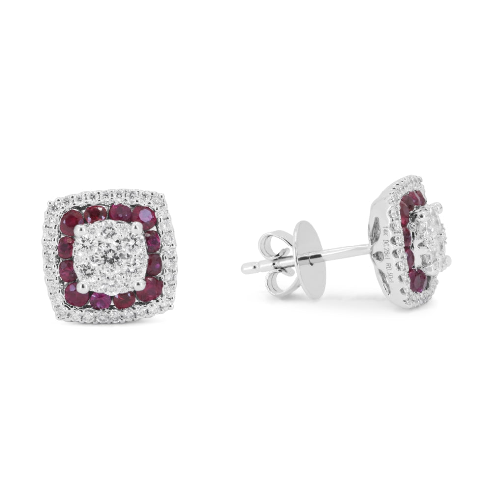 Madison L 14K White Gold Ruby Stud Earrings - style E1165RUW