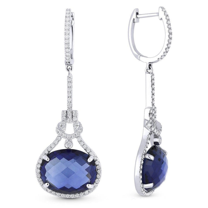 Madison L 14K White Gold Created Sapphire Oval Drop Earrings - style E1178BCW