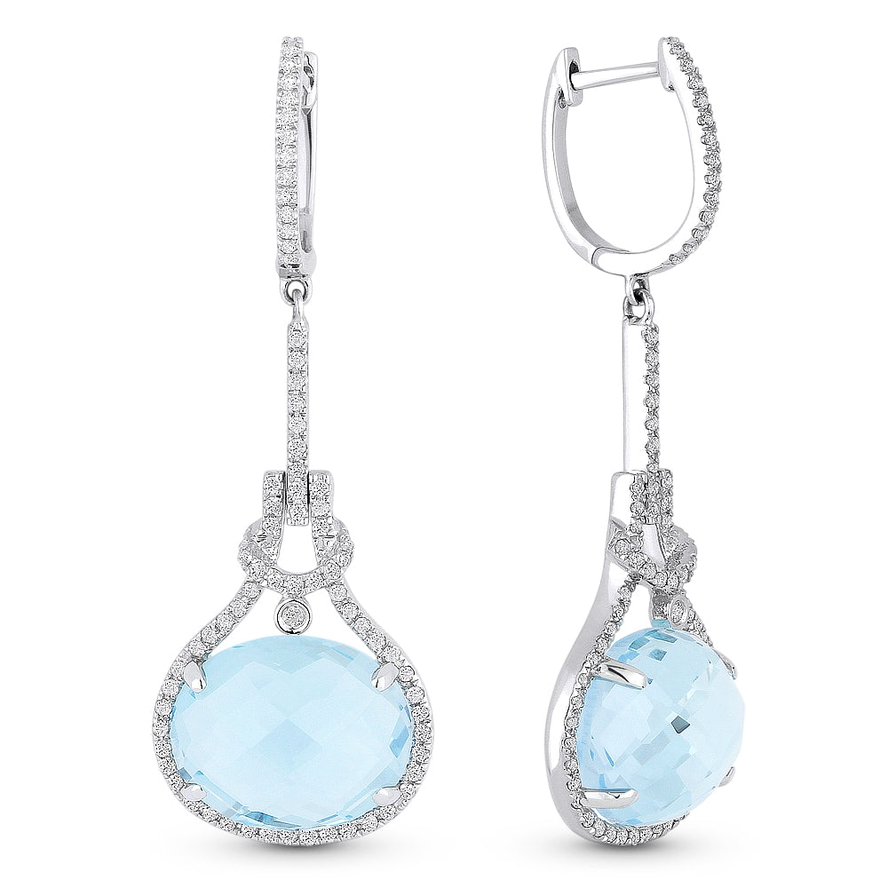 Madison L 14K White Gold Blue Topaz Oval Drop Earrings - style E1178BTW