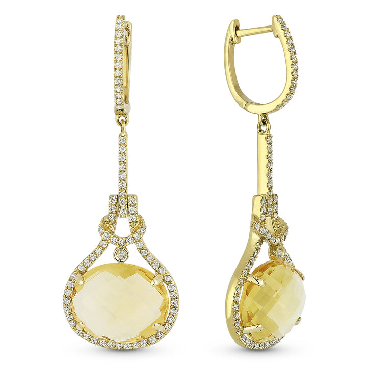 Madison L 14K Yellow Gold Citrine Oval Drop Earrings - style E1178CTY