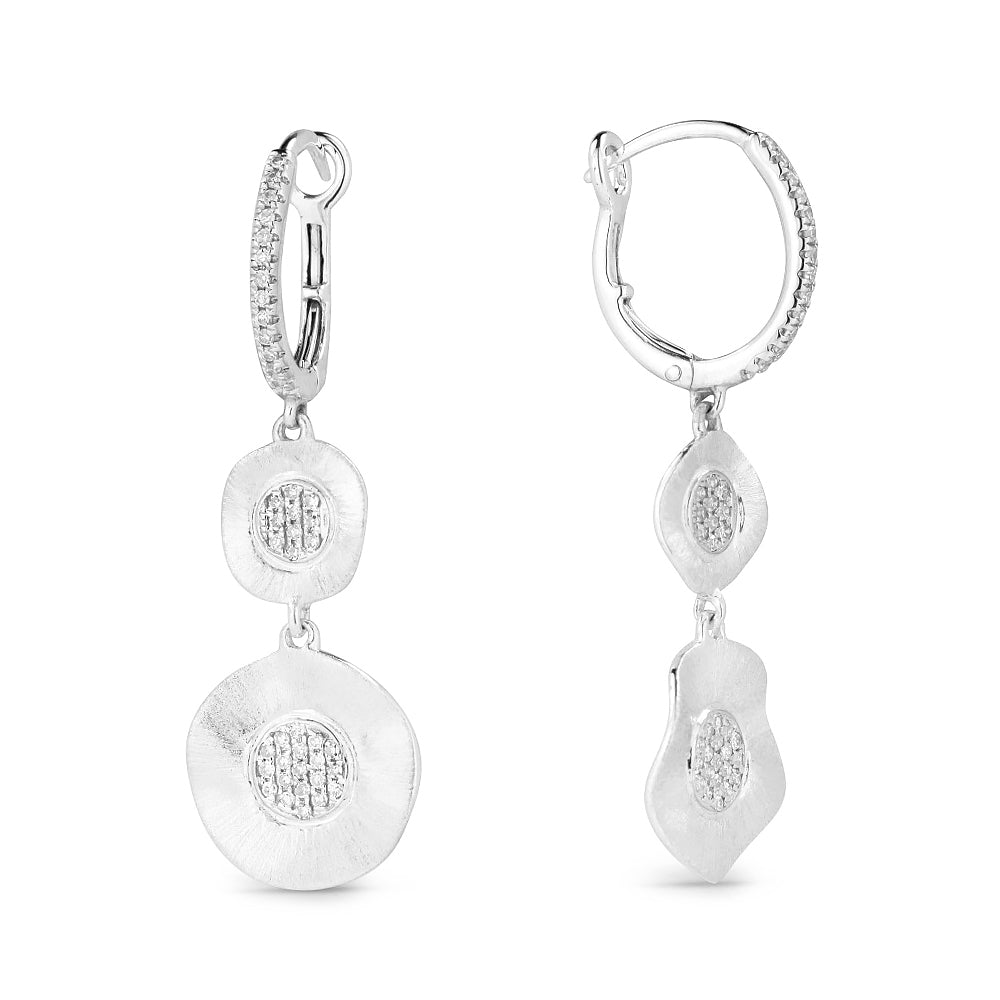 Madison L 14K White Gold Diamond Round Drop Earrings - style E1182W