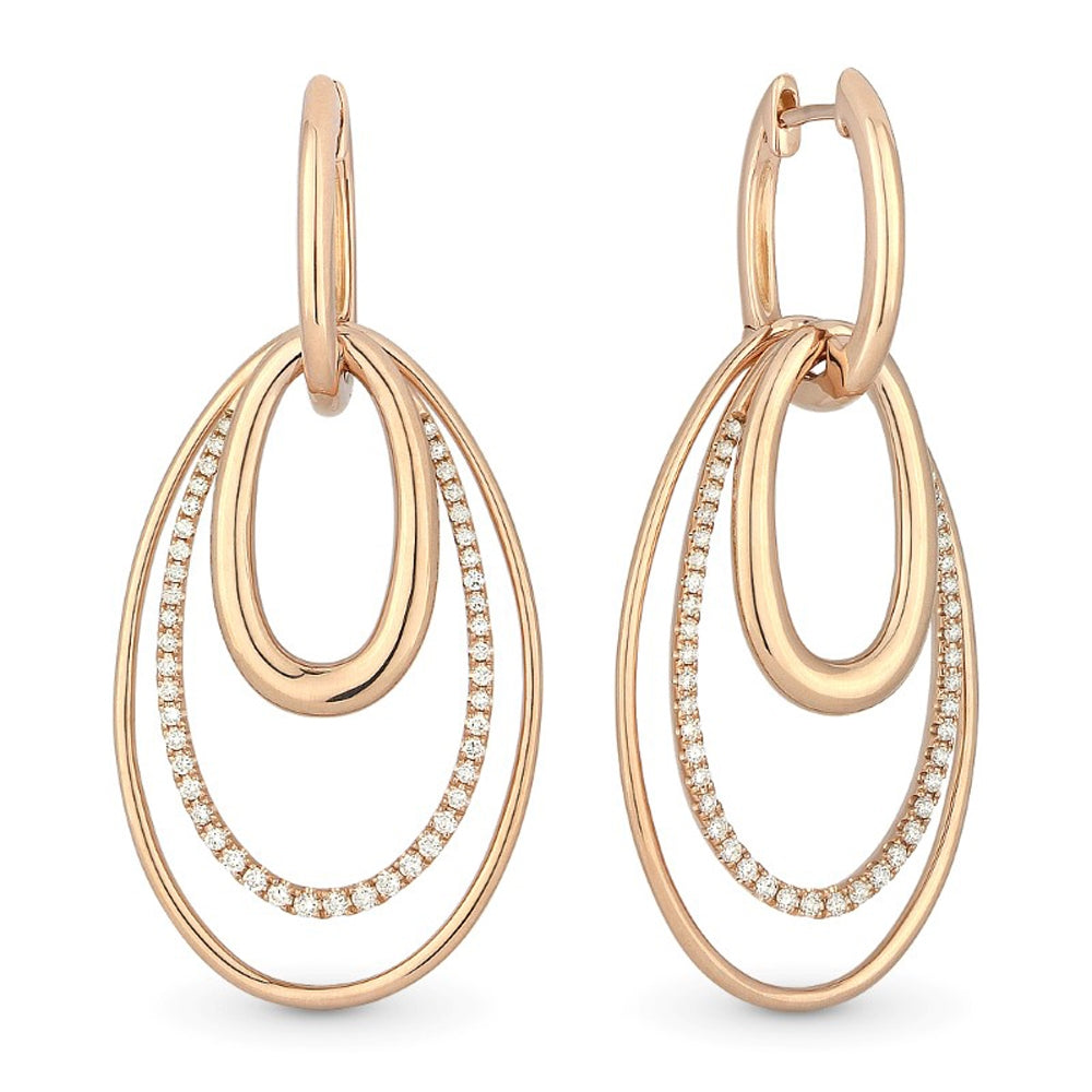 Madison L 14K Rose Gold Diamond Oval Drop Earrings - style E1185P