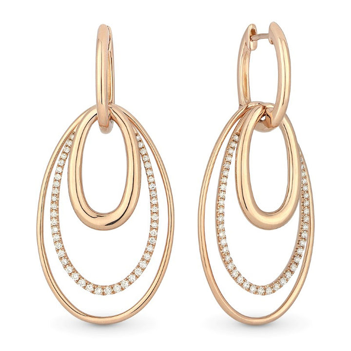 Madison L 14K Rose Gold Diamond Oval Drop Earrings - style E1185P